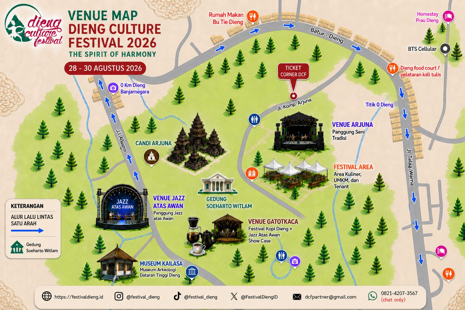 Denah lokasi venue Dieng Culture Festival 2026